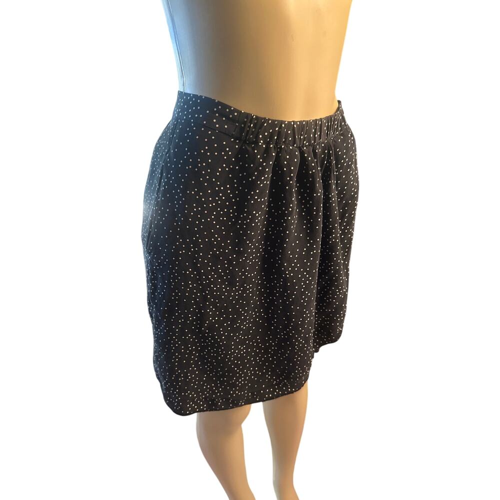 Women S Madewell Navy Polka Dot Mini Silk Skirt Pull-On Elastic Waist Draped